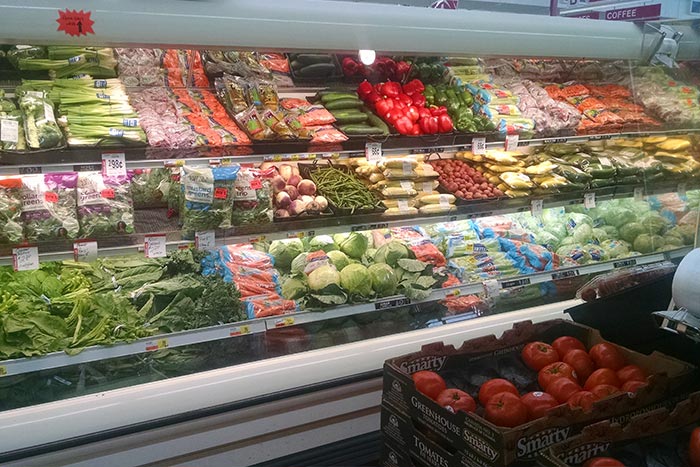 Produce section at Jr's Foodland